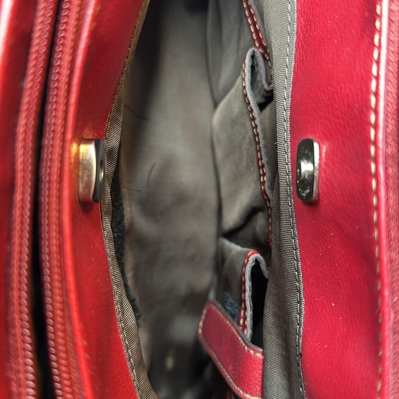 Liz Claiborne red leather purse/attache in like new condition.Is Burgundy. - Picture 6 of 12